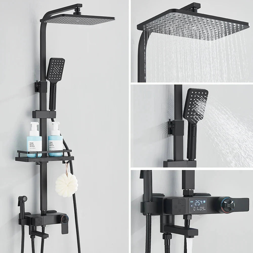 Colonne de Douche Thermostatique avec Affichage Digital – Pluie & Douchette - Fluens